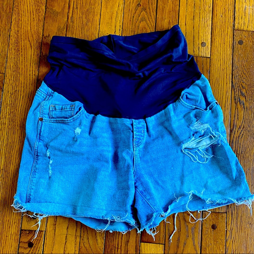 Maternity full panel jean shorts